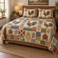 Farmhouse Patchwork Rooster Quilt Set