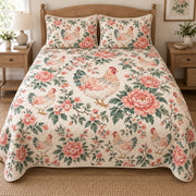 Peony Chinoiserie Hen Quilt Set, front Hen bedroom view