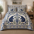 Cobalt Pottery Black Bear Folk Garden Quilt Set
