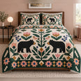 Modern Mosaic Black Bear Folk Garden Quilt Set