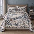 Winter Woodland Toile Christmas Quilt Set