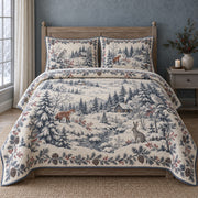 Winter Woodland Toile Christmas Quilt Set, front bedroom view