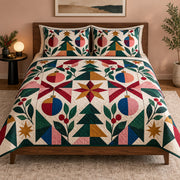 Modern Mosaic Christmas Quilt Set, front bedroom view