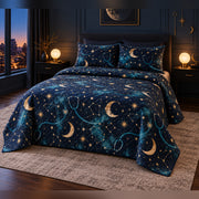 Night Shift Constellation Nurse Quilt Set, angled bedroom view