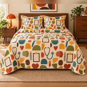 Retro Care Tools Nurse Quilt Set, front bedroom view