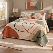 Modern Linework Nurse Quilt Set, angled bedroom view