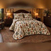 Vintage Apothecary Botanical Nurse Quilt Set, angled bedroom view