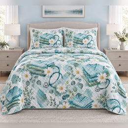 Calm Care Watercolor Nurse Quilt Set