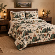 Lantern Pine Camp Quilt Set, angled bedroom view