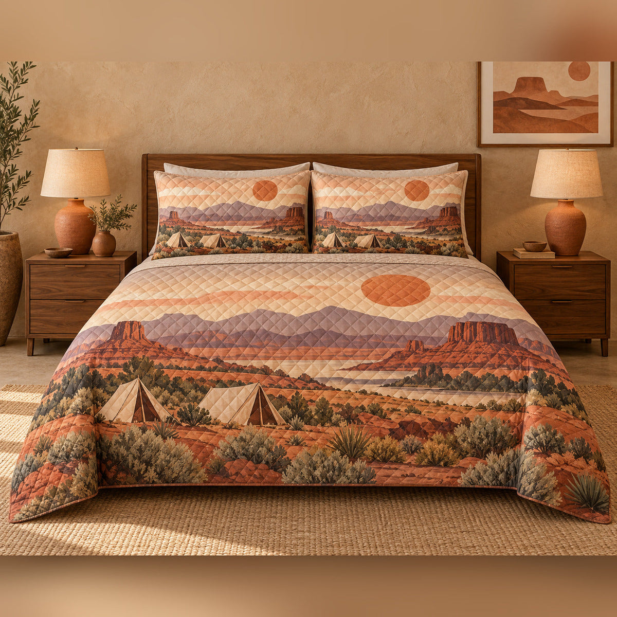 Desert Sunset Camp Quilt Set, front bedroom view