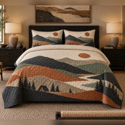 Modern Topographic Camp Quilt Set, front bedroom view