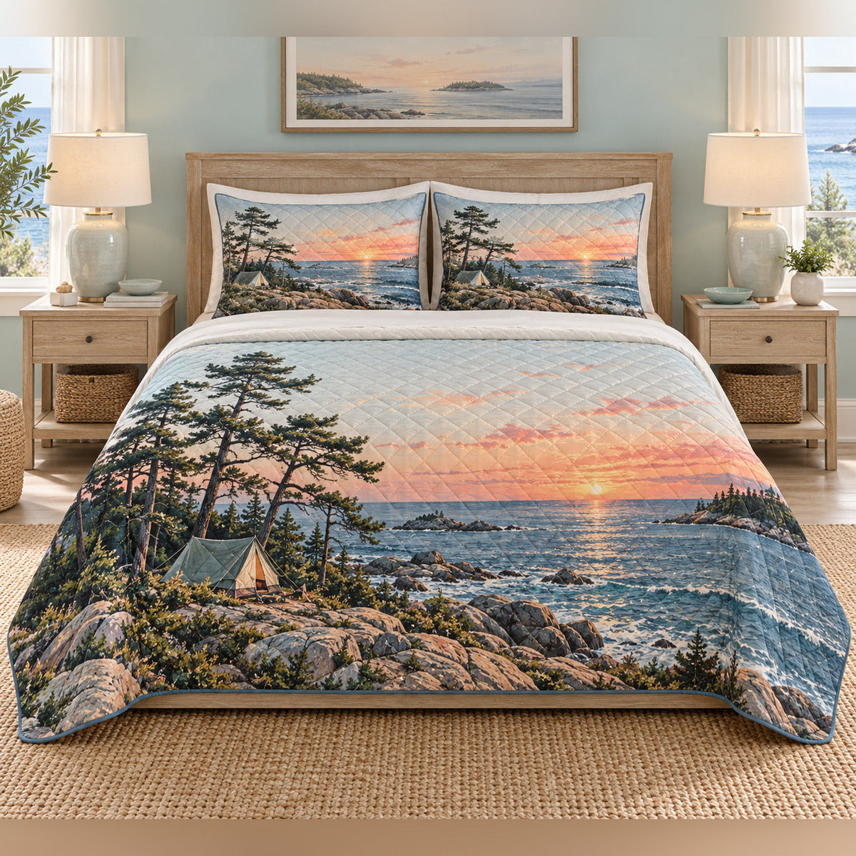 Coastal Pine Camp Quilt Set, front bedroom view