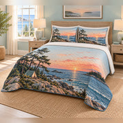 Coastal Pine Camp Quilt Set, angled bedroom view