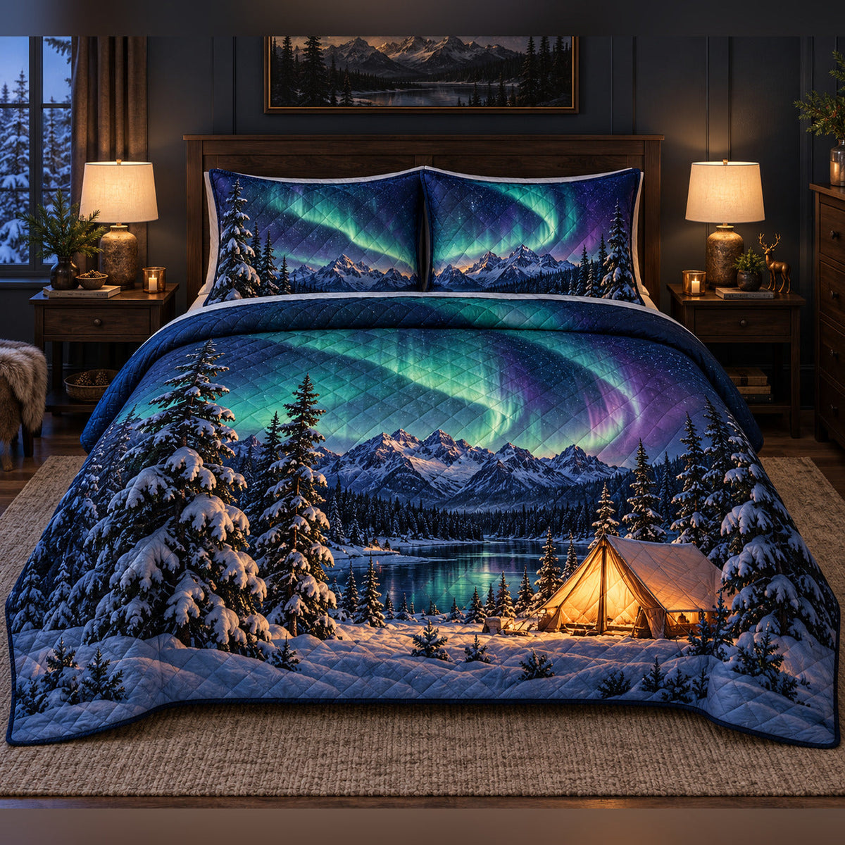 Aurora Winter Tent Quilt Set, front bedroom view