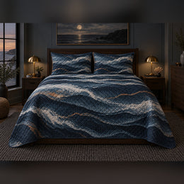 Midnight Tide Coastal Quilt Set
