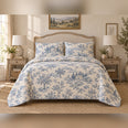 Blue Pastoral Toile French Country Quilt Set