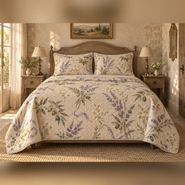Lavender Olive Garden French Country Quilt Set