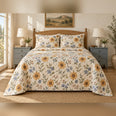 Ochre Blue Wildflower French Country Quilt Set