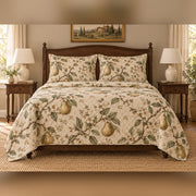 Pear Orchard Botanical French Country Quilt Set, front French country bedroom view
