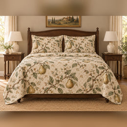Pear Orchard Botanical French Country Quilt Set