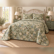 Sage Songbird Garden French Country Quilt Set, angled French country bedroom view