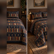 Midnight Library Book Collecting Quilt Set, front book collecting bedroom view