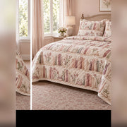 Watercolor Garden Library Quilt Set, angled book collecting bedroom view