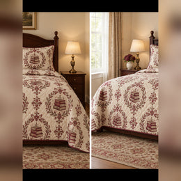 Burgundy Bookplate Ornament Quilt Set