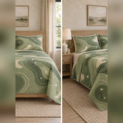 Sage Topographic Fairways Golf Quilt Set, front golf bedroom view
