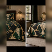 Art Deco Golf Club Quilt Set, front golf bedroom view