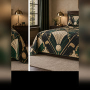 Art Deco Golf Club Quilt Set, angled golf bedroom view