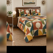 Terracotta Midcentury Golf Quilt Set, angled golf bedroom view