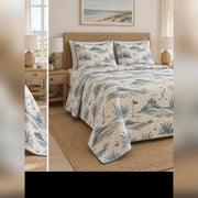 Coastal Links Blue Golf Quilt Set, angled golf bedroom view