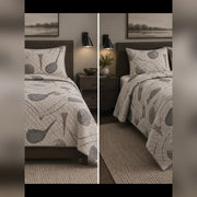 Minimal Tonal Golf Quilt Set, front golf bedroom view