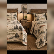 Rustic Course Sketch Golf Quilt Set, front golf bedroom view