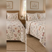 Soft Stitch Botanicals Sewing Quilt Set, front sewing bedroom view