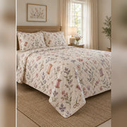Soft Stitch Botanicals Sewing Quilt Set, angled sewing bedroom view