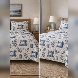 Indigo Block Print Sewing Quilt Set