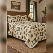Forest Mending Studio Sewing Quilt Set, angled sewing bedroom view
