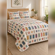 Rainbow Thread Cabinet Sewing Quilt Set, angled sewing bedroom view
