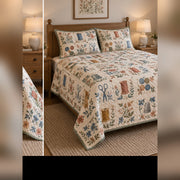 Heirloom Notions Print Sewing Quilt Set, angled sewing bedroom view