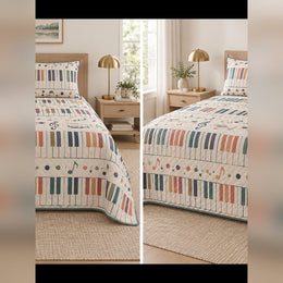 Muted Rainbow Keys Piano Quilt Set