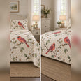 Watercolor Dogwood Cardinal Quilt Set