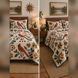 Modern Folk Cardinal Quilt Set