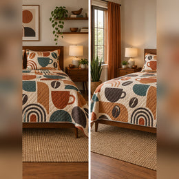 Terracotta Modern Coffee Quilt Set