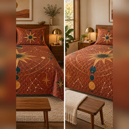 Terracotta Celestial Geometry Quilt Set