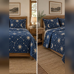 Indigo Star Block Print Quilt Set