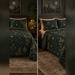 Forest Night Sky Constellation Quilt Set