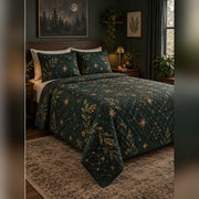 Forest Night Sky Constellation Quilt Set, angled constellation bedroom view