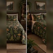 Forest Field Guide Mycology Quilt Set, front mycology bedroom view